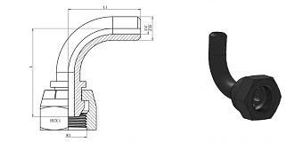 Приварной угольник 90° для гидроцилиндра с внутренней резьбой BSP 1/2"