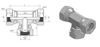 Тройник BSP 3/8" (Г-Г-Г)