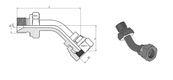 Угольник 45° BSP 1/4" (Ш-Г) дуга
