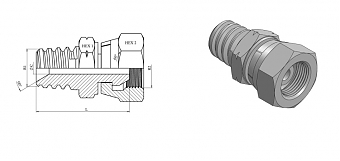 Адаптер NPT 1/4" - NPSM 1/2" (Ш-Г)