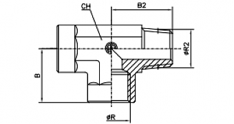 Тройник L-образный BSP3/8" - BSP3/8" - BSPT3/8" (Внутр-Внутр-Ш)