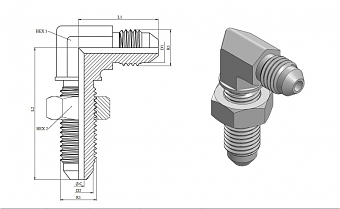 Переборочный 90 град. Male JIC 1.7/8"-1.7/8" 