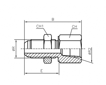 Переборочный JIC 7/16" - NPT 1/4" (Ш-ВНР)
