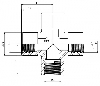 Крестовина с внутренней резьбой BSP 3/4" ZnNi (K)