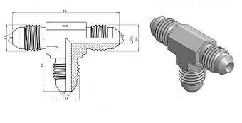 Тройник JIC 3/4"-16 (Ш-Ш-Ш) ZnNi (K)