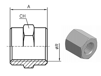 Адаптер с внутренней резьбой BSP1.1/4" ZnNi (K)