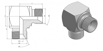Угольник 90° "квадрат" BSP 3/8" (Ш-Ш)