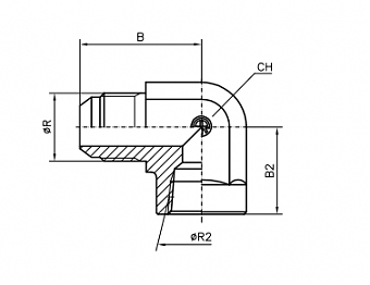 Угольник 90° JIC9/16" - NPT3/8" (Ш-ВНР)