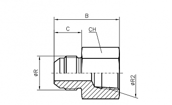Адаптер JIC 7/16" - NPT 1/4" (Ш-ВНР)