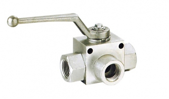 Кран трёхходовой BSPP 3/8" 500 bar (К) (с отверстиями для крепежа)
