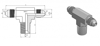 Тройник ввертной T-образный JIC 1.7/8"-NPT 1.1/2"-JIC 1.7/8"