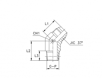 Угольник 45° JIC 1/2" с ввертной резьбой NPTF 1/8"