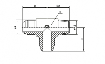 Тройник ввертной L-образный JIC 7/8"-JIC 7/8"-BSPT 1/2"