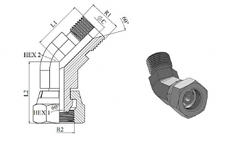 Угольник 45° BSP 1.1/4" (Ш-Г)