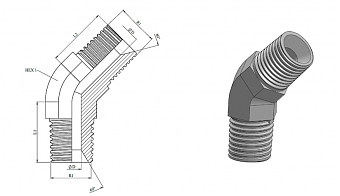 Адаптер 45° NPT 1/2 (Ш-Ш)