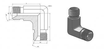 Угольник 90° с наружней резьбой BSP 3/8" ZnNi (K)